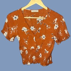 Paper Crane Orange Floral Crop Top